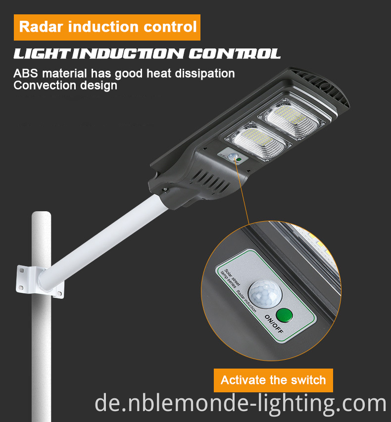 Solar Powered Radar Sensor LED Street Light